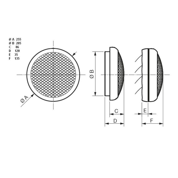 Okenní ventilátor HCM 180 - rozměry