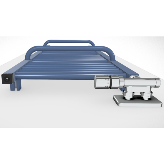 TERMA Lima ONE koupelnový radiátor 1140x400 barva Blueberry detail podhled