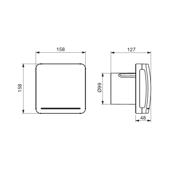 Ventilátor ECOAIR SLC Ecowatt - rozměry