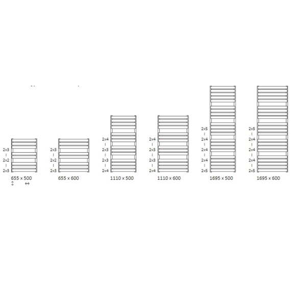 TERMA Warp T Bold designový radiátor Dostupné velikosti