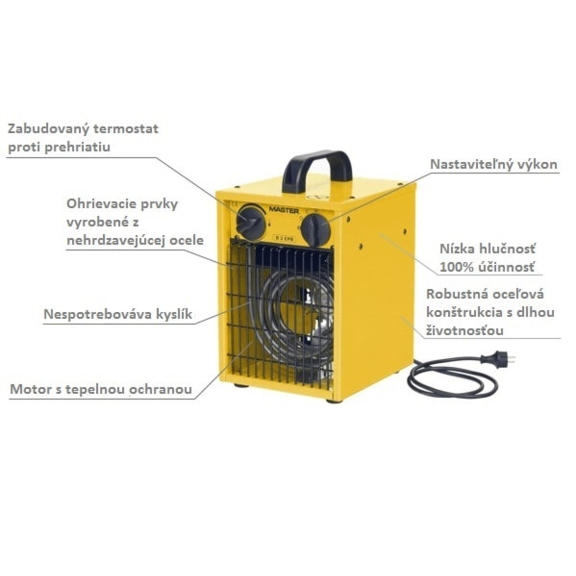 Master B 2 EPB profesionální elektrický ohřívač s ventilátorem popis