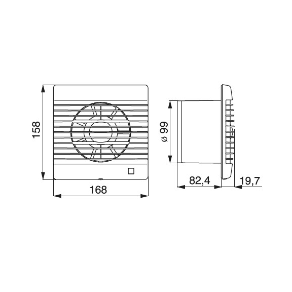 Ventilátor Future 100 C - rozměry