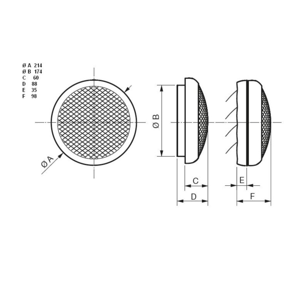 Okenní ventilátor HCM 150 - rozměry
