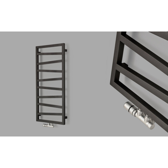 TERMA Zigzag koupelnový radiátor 835x500 barva Gold Gloss detail ovládání