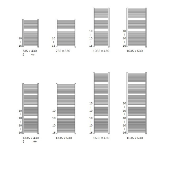 TERMA Mike ONE designový radiátor - Dostupné velikosti 1