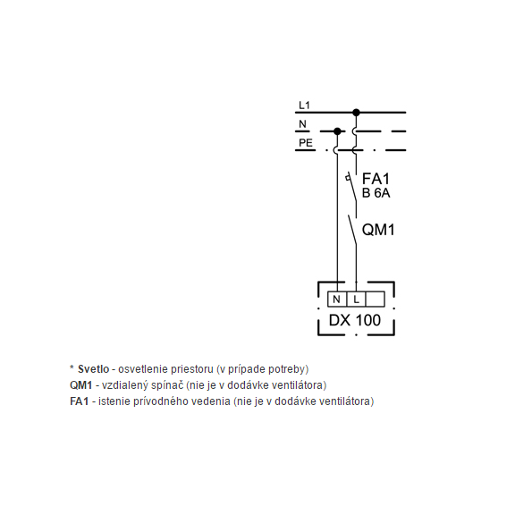 Ventilátor Xpelair DX 100 - schéma zapojení