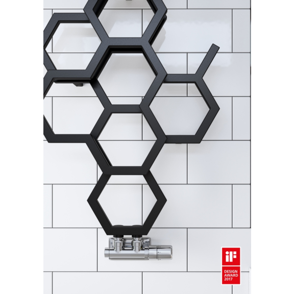 TERMA Hex designový radiátor 1220x486 Soft 9005 Detail