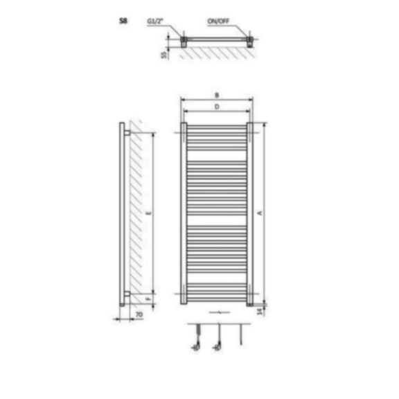 Bone One koupelnový radiátor - Schéma