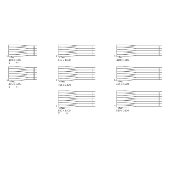 TERMA Cyklon H designový radiátor Dostupné velikosti