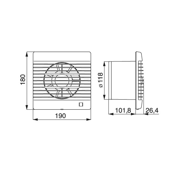Ventilátor Future 120 C - rozměry