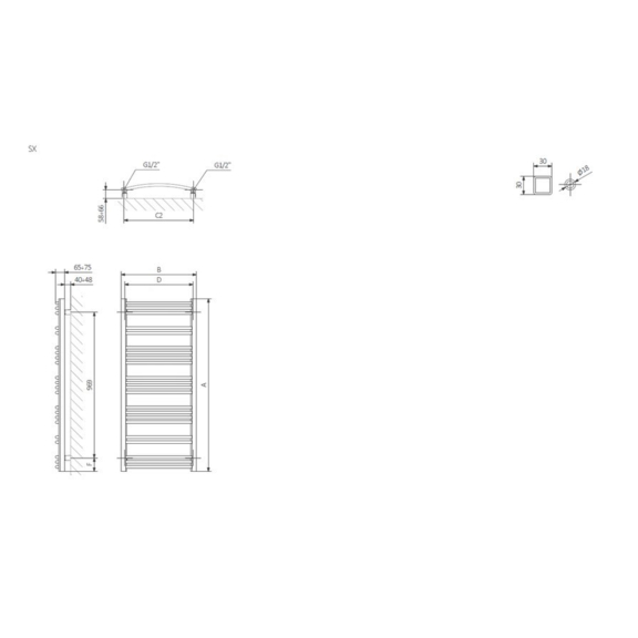 TERMA Jade M koupelnový radiátor - schéma