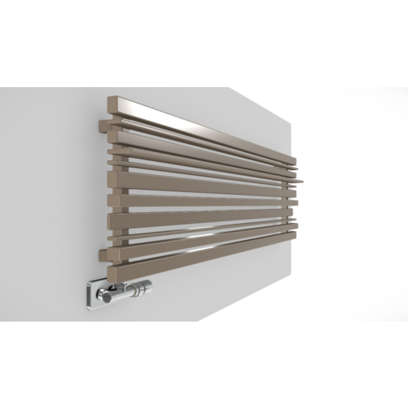 TERMA Sherwood H radiátor pod okno RAL1014 celek zboku