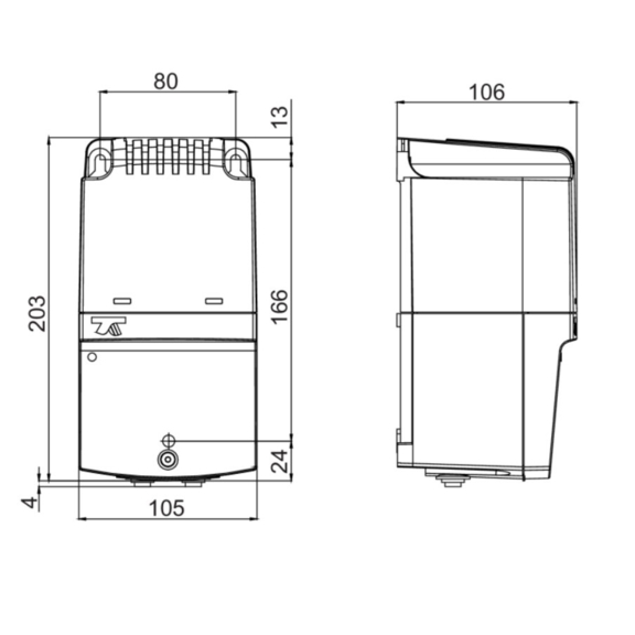 Systemair RE regulátor pro kruhové ventilátory - rozměry