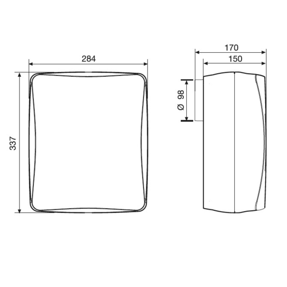 Ventilátor EBB 100 N S - rozměry