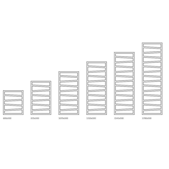 TERMA Zigzag koupelnový radiátor Dostupné velikosti