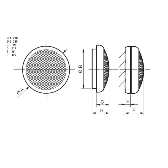 Okenní ventilátor HCM 225 - rozměry