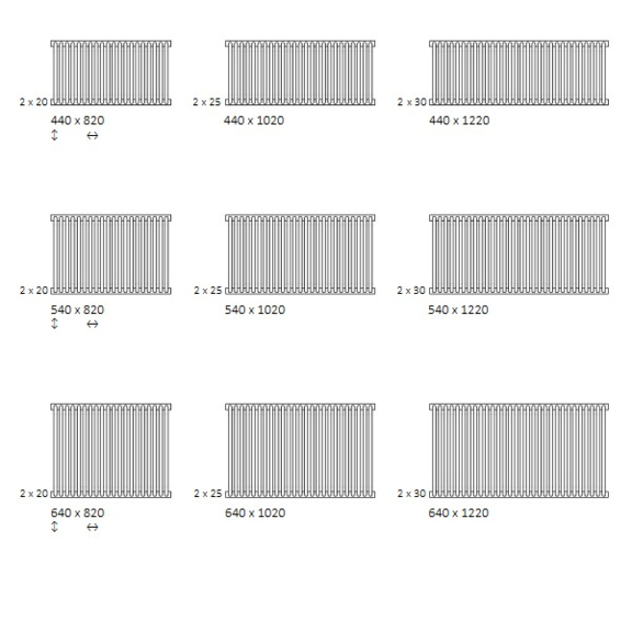 TERMA Delfin designový radiátor dostupné velikosti horizontální