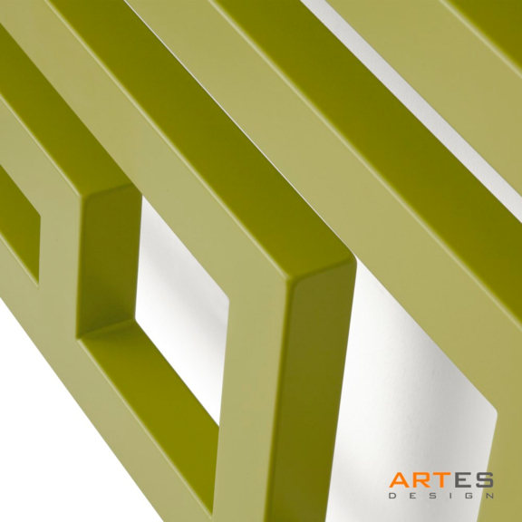 TERMA Angus H designový radiátor barva Soft Green Apple geometricky uspořádané profily