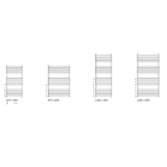 TERMA Quadrus Slim designový radiátor - Velikosti