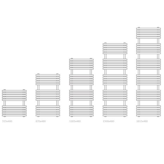 TERMA Kioto designový radiátor Dostupné velikosti