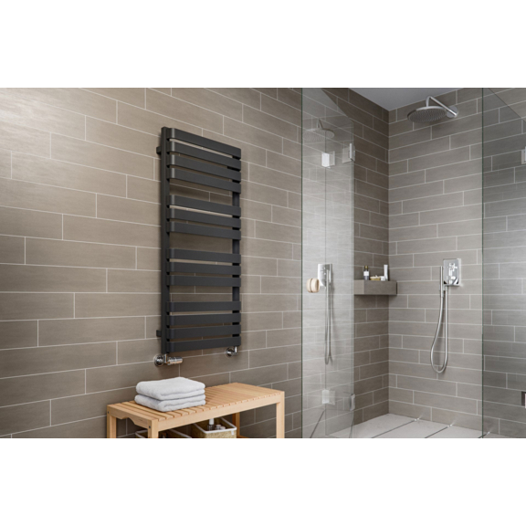 TERMA Warp T designový radiátor 1110x500 barva Metallic Black - moderní koupelna