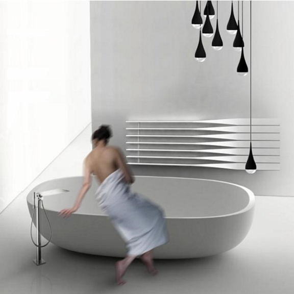 TERMA Cyklon H designový radiátor barva 9016 - stylová koupelna