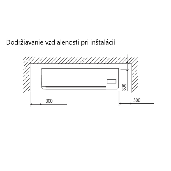 Sinclair SF-400H nástěnný fan coil - vzdálenosti při montáži