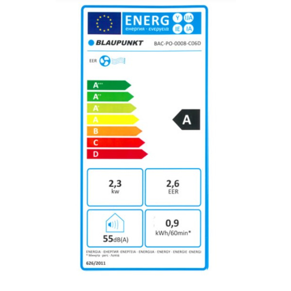 Blaupunkt Arrifana 08C mobilní klimatizace - energetická třída