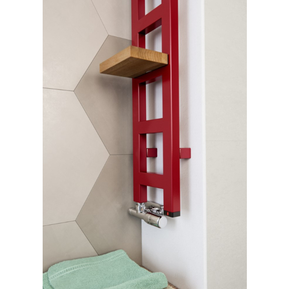 TERMA Easy One vertikální radiátor 1280x200 RAL3003 s poličkou - detail