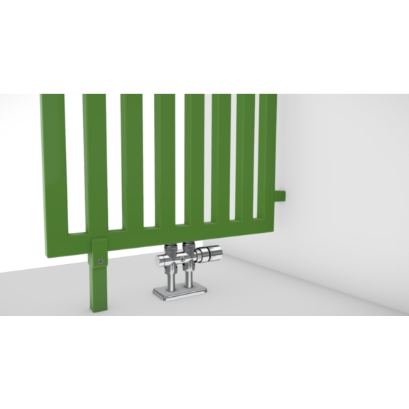 TERMA Angus DW designový radiátor RAL6018 detail rozdělovač místnosti