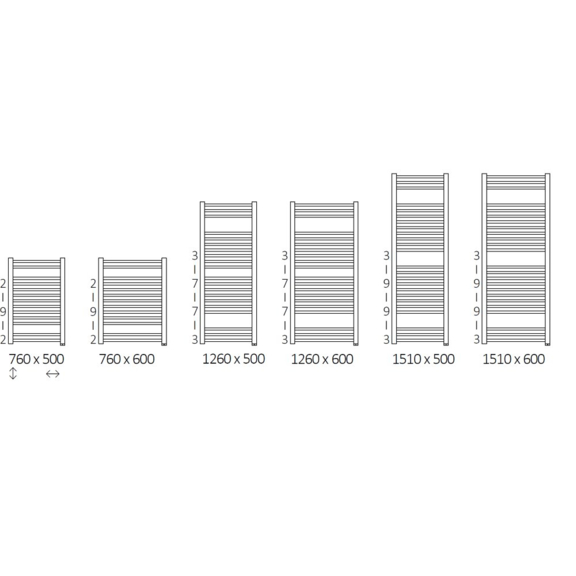 Bone One koupelnový radiátor - Dostupné velikosti
