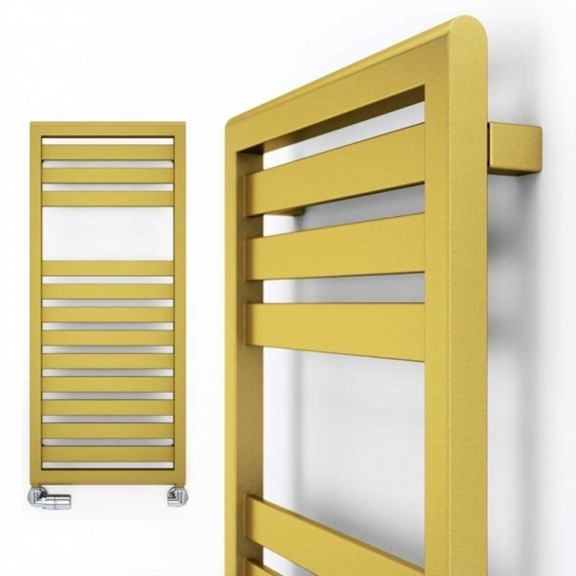 TERMA Lukka koupelnový radiátor 940x400 barva Gold Gloss detail