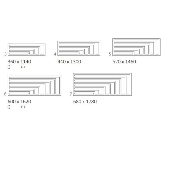 TERMA Angus H designový radiátor Dostupné velikosti