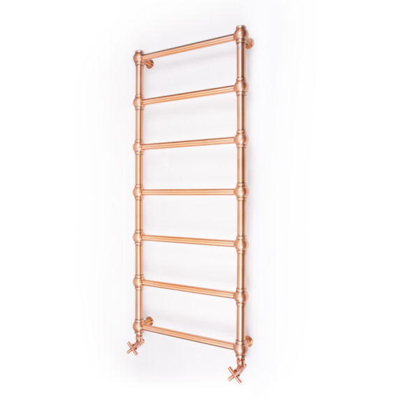 TERMA Retro designový radiátor 1170x504 barva Cooper pohled z boku