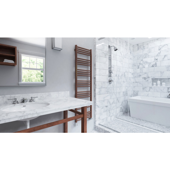 TERMA Fiona koupelnový radiátor RAL 8024 koupelna panorama